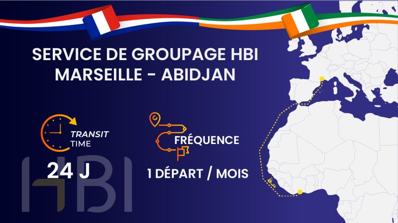 You are currently viewing NOUVEAU : HBI propose son Service de Groupage MARSEILLE – ABIDJAN
